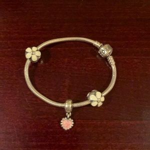 Pandora Charm Bracelet with 3 charms!!